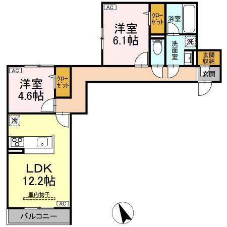 アスピシャス ハウス(2LDK/2階)の間取り写真