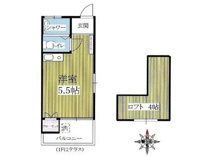 プチシャトー高円寺(ワンルーム/1階)の間取り写真