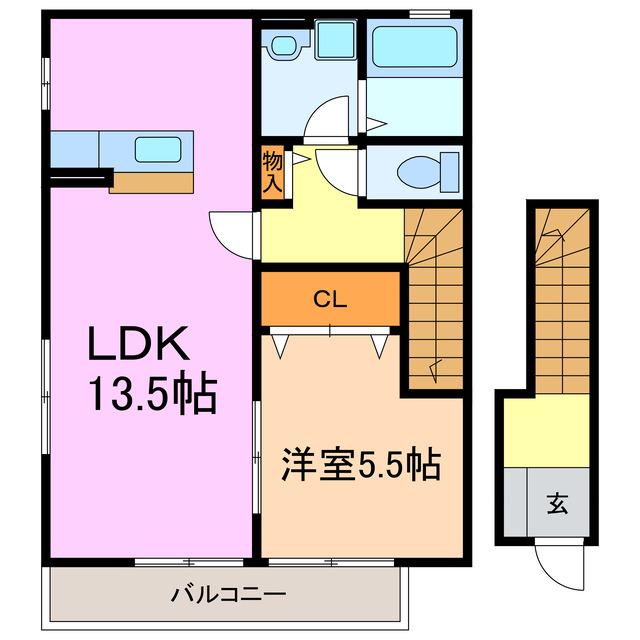 エステート和合A棟(1LDK/2階)の間取り写真