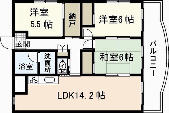 クレセールII番館(3LDK/6階)の間取り写真