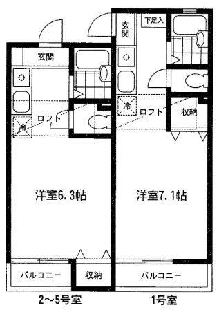 ブレインズ姪浜I(ワンルーム/2階)の間取り写真