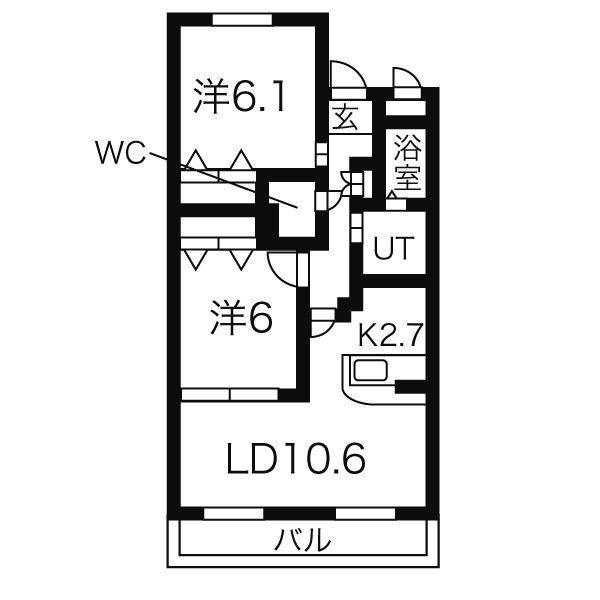 キャトルセゾンII(2LDK/1階)の間取り写真