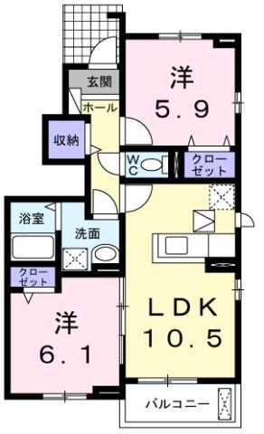 パークアクシス オストB(2LDK/1階)の間取り写真
