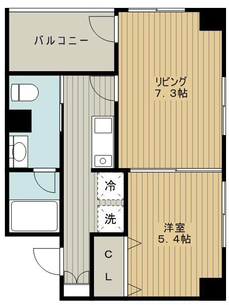 BUENA西堀通5番町(1LDK/7階)の間取り写真