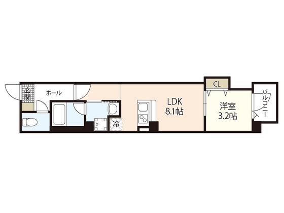 LIFEMENT GLANZ YOKOGAWA(1LDK/3階)の間取り写真