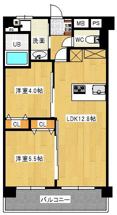 レジデンスシンコー(2LDK/3階)の間取り写真