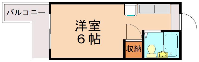 春とひだまりのアメリア(ワンルーム/2階)の間取り写真