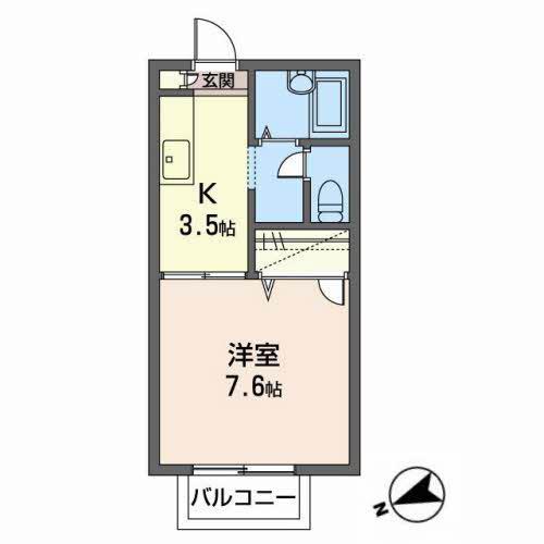 ジュネス文屋II(1K/1階)の間取り写真