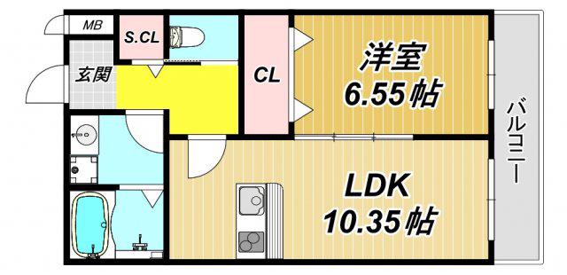ネクステージ立花2番館(1LDK/1階)の間取り写真
