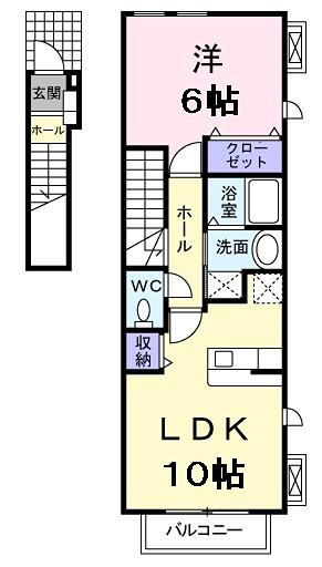 サンライズヴィラⅡ(1LDK/2階)の間取り写真