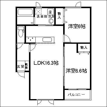 エムエル13(2LDK/3階)の間取り写真