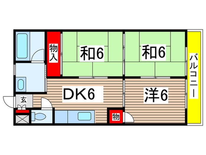 メルシーハイツ飯田K棟(3DK/1階)の間取り写真