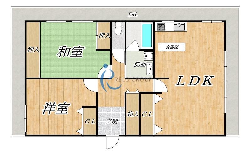 シャルム太平(2LDK/4階)の間取り写真