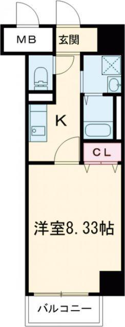 FREEDOM RESIDENCE 藤井寺岡(1K/8階)の間取り写真