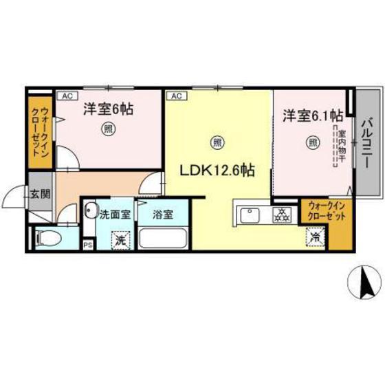 CONTENTO(2LDK/3階)の間取り写真