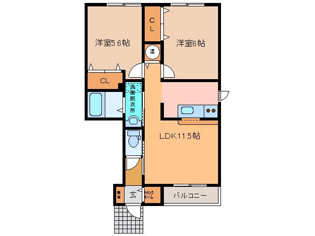 グレイス・柴田(2LDK/1階)の間取り写真