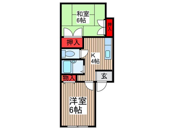 島崎ハイツ(2K/2階)の間取り写真
