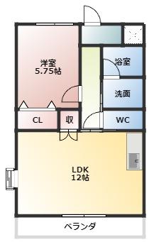 ブランシールIII(1LDK/2階)の間取り写真