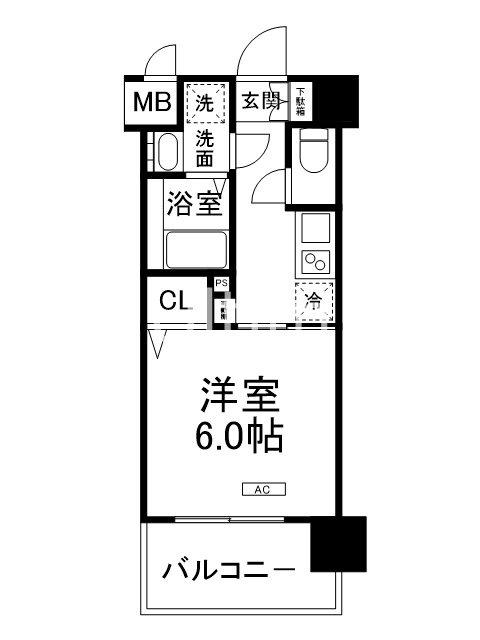アクアプレイス京都西院(1K/3階)の間取り写真