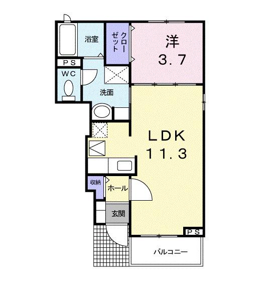 ポラリスII(1LDK/1階)の間取り写真