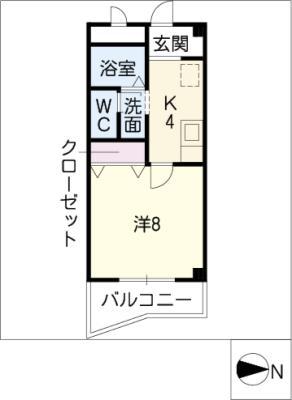 ラビットストリートII(1K/1階)の間取り写真