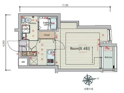 ビバリーホームズ大泉学園II(1K/3階)の間取り写真