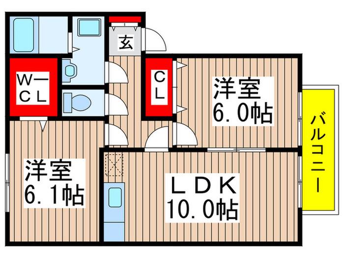 セラグリーン(2LDK/2階)の間取り写真