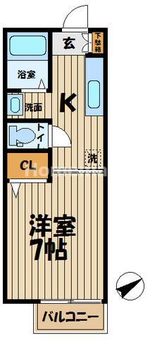 インプレス鎌倉II(1K/2階)の間取り写真
