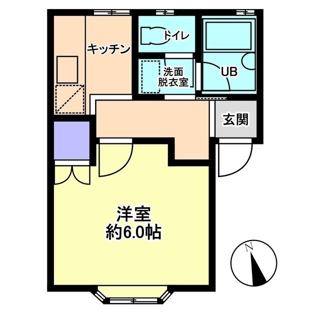 信開セルーラ末広(1K/2階)の間取り写真