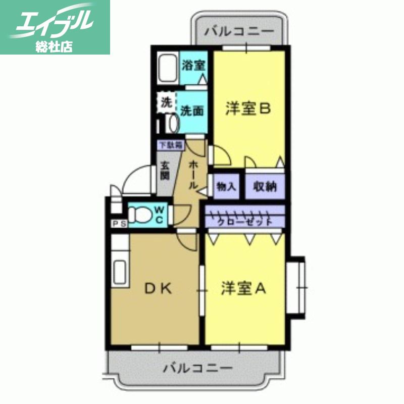 サンテメゾン(2DK/1階)の間取り写真