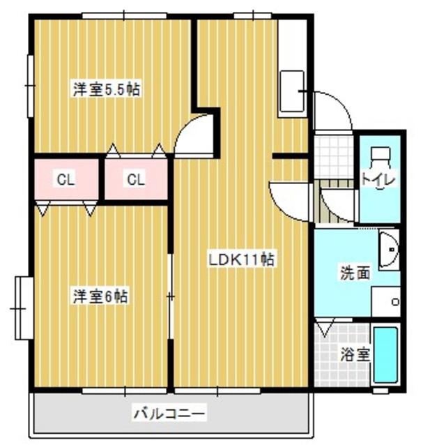 ハピネス(2LDK/1階)の間取り写真