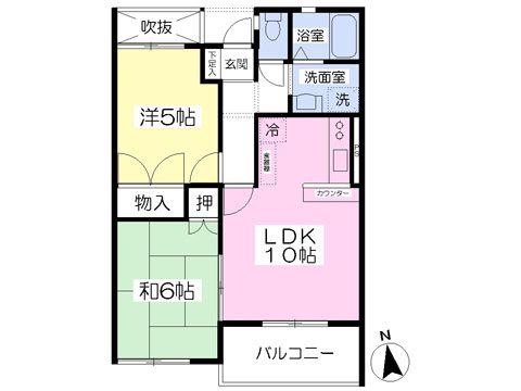 ROUNDROOF(2LDK/2階)の間取り写真