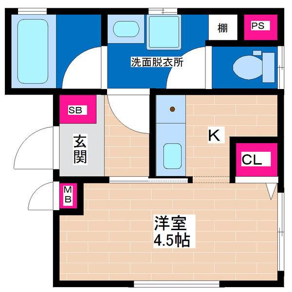 LIBERTY杭瀬(1K/1階)の間取り写真