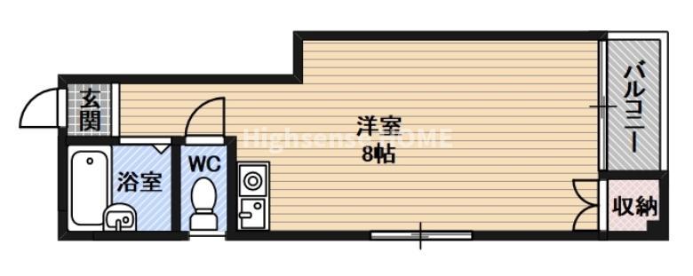 山村ハイツ2号館(ワンルーム/2階)の間取り写真