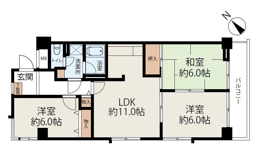 サイラント平和台(3LDK/2階)の間取り写真