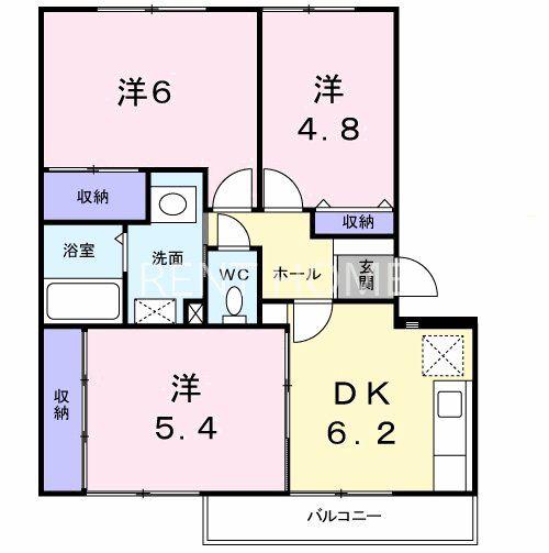 グリーンハイム(3DK/2階)の間取り写真