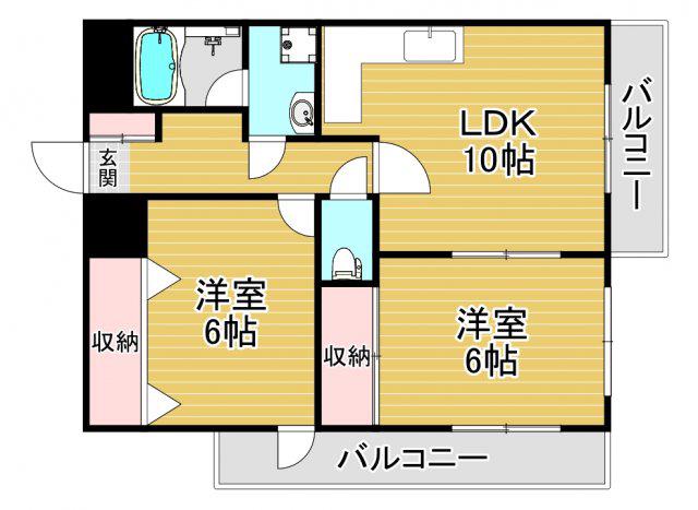 ジオナ塚本(2LDK/4階)の間取り写真