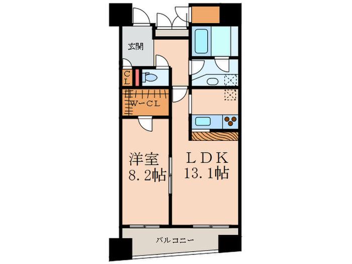 レジディア恵比寿II(1LDK/14階)の間取り写真