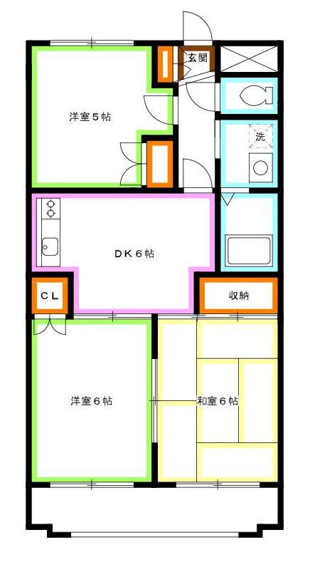パールマンションオザキII(3DK/3階)の間取り写真