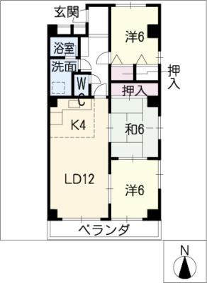 ラウムズ 植田(3LDK/1階)の間取り写真
