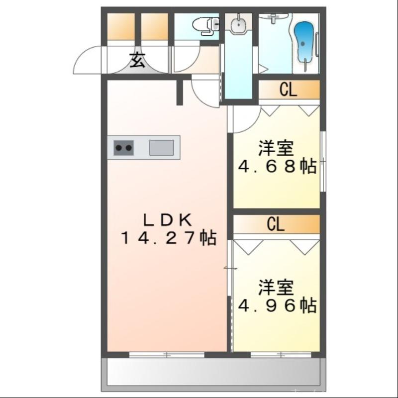 ガイアール南円山(2LDK/4階)の間取り写真