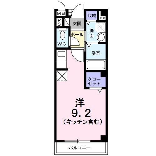 リオンB(ワンルーム/2階)の間取り写真