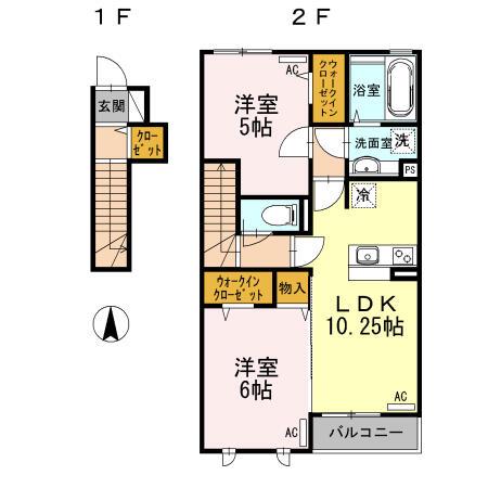 グランシャリオA棟(2LDK/1階)の間取り写真