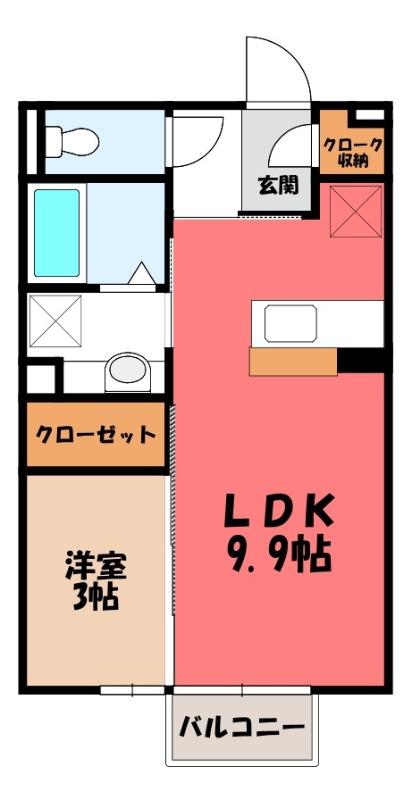 プレール(1LDK/2階)の間取り写真