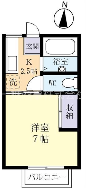 小川ハイツ C棟(1K/2階)の間取り写真
