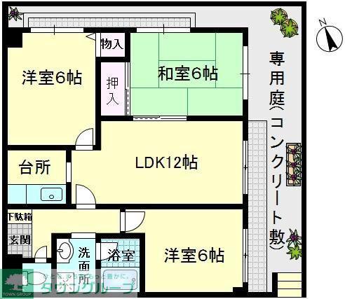 ニューエイト本郷第5(3LDK/1階)の間取り写真