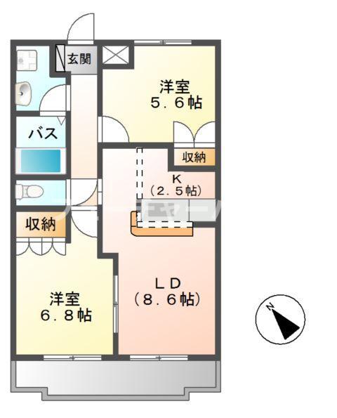 サンプロニティY・G(2LDK/1階)の間取り写真
