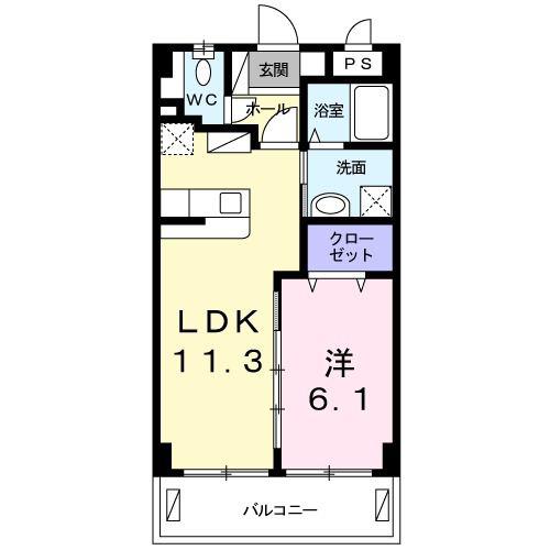 アシエンダK&S(1LDK/3階)の間取り写真