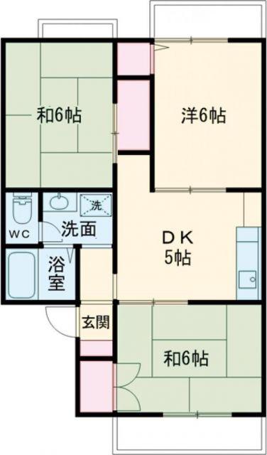 ガーデンパレス宮下A棟(3DK/1階)の間取り写真