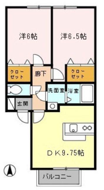 メゾンアプリコット(2DK/1階)の間取り写真
